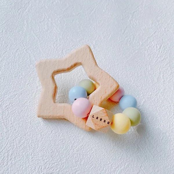 日本直送Labro星星矽膠與木製出牙玩具。