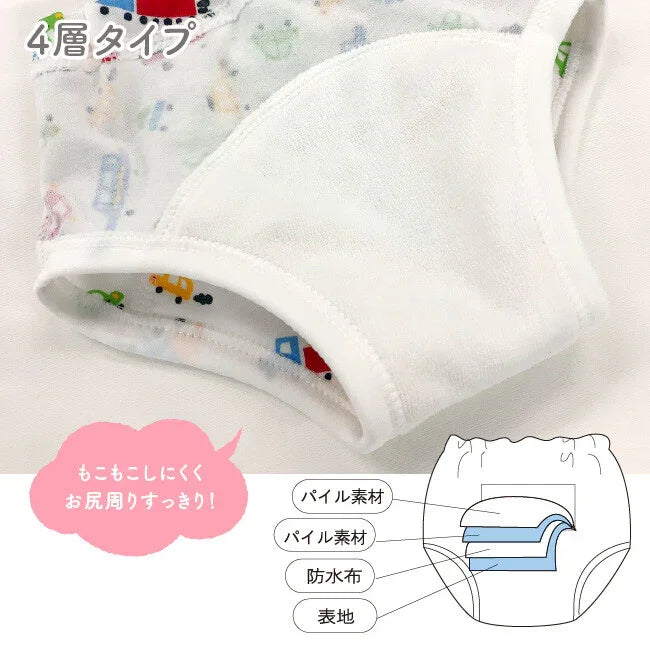 採用四層紗 (4-Layer Gauze) 工藝設計之嬰兒學習褲。