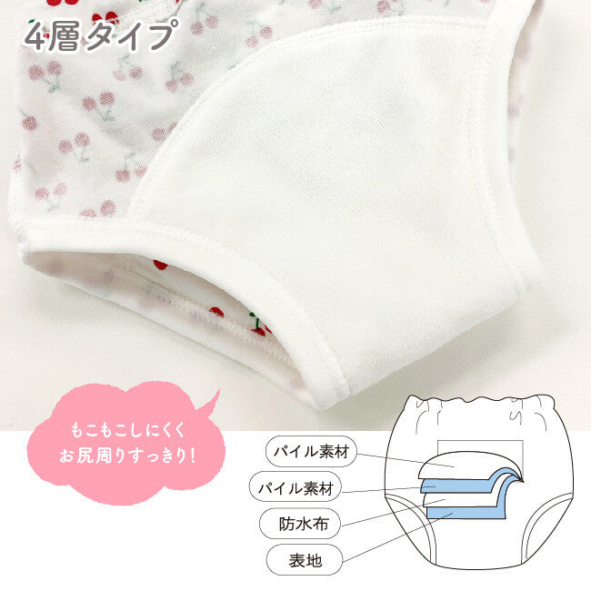 採用4層純棉紗布結構製成之高品質吸水嬰兒學習褲