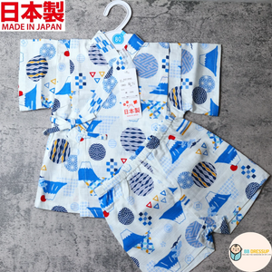 採用經典富士山圖案設計之高品質嬰兒甚平服裝。