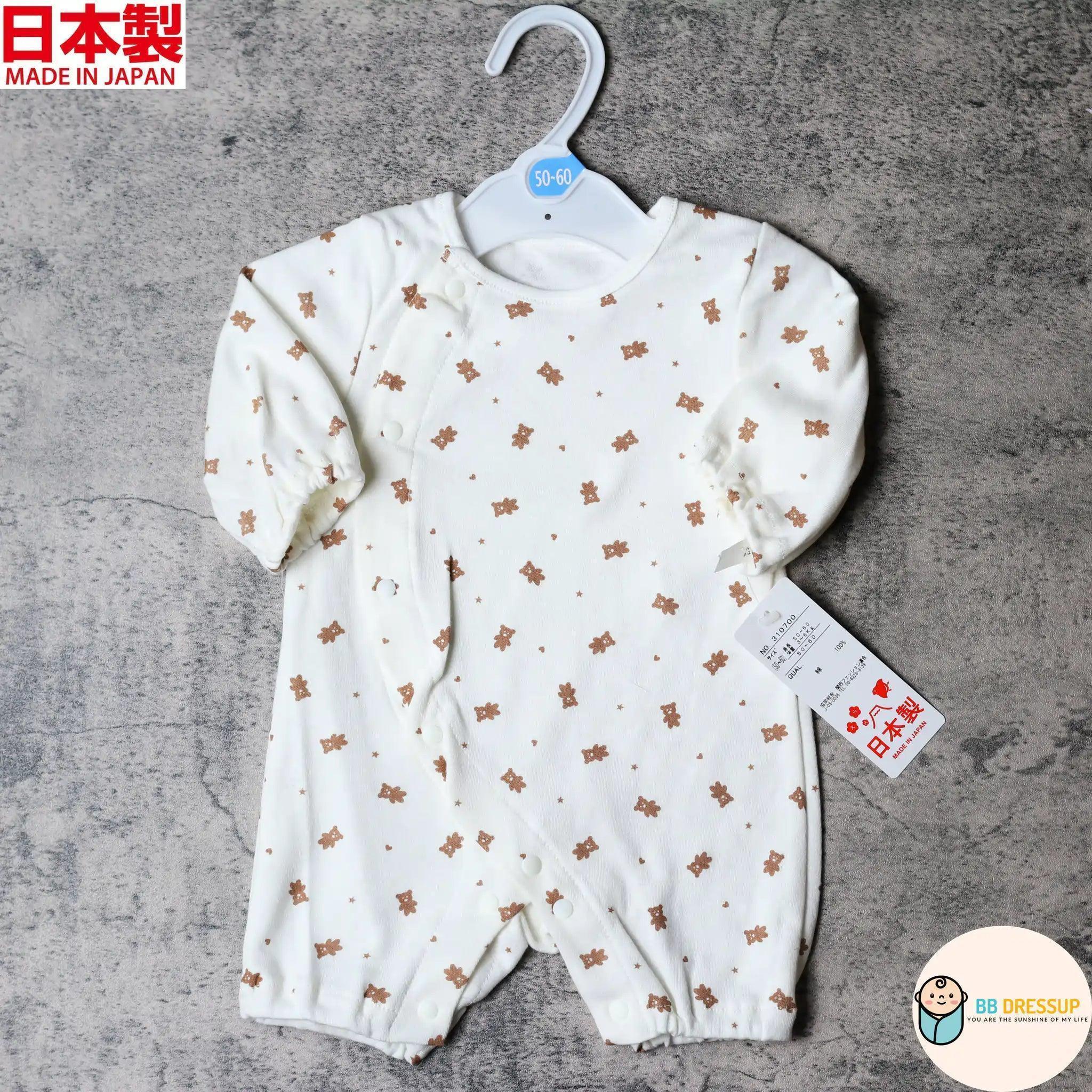 Mam 100% 全棉啡色小熊嬰兒連身睡衣,高品質日本製嬰兒居家服。