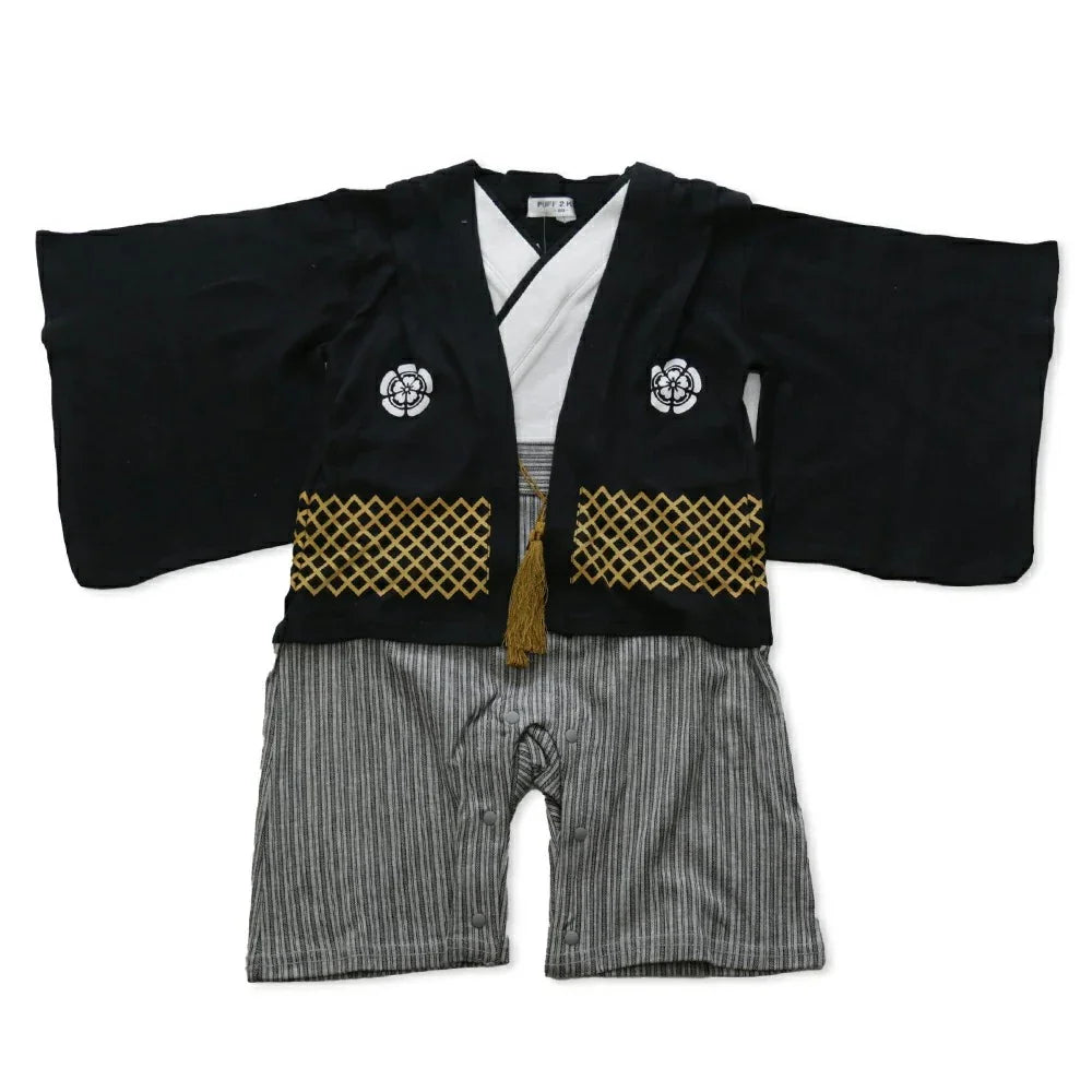 [現貨] 日本直送 Chil2 嬰兒黑色和服造型連身衣/BB衫 (70-80cm) - BB Dressup