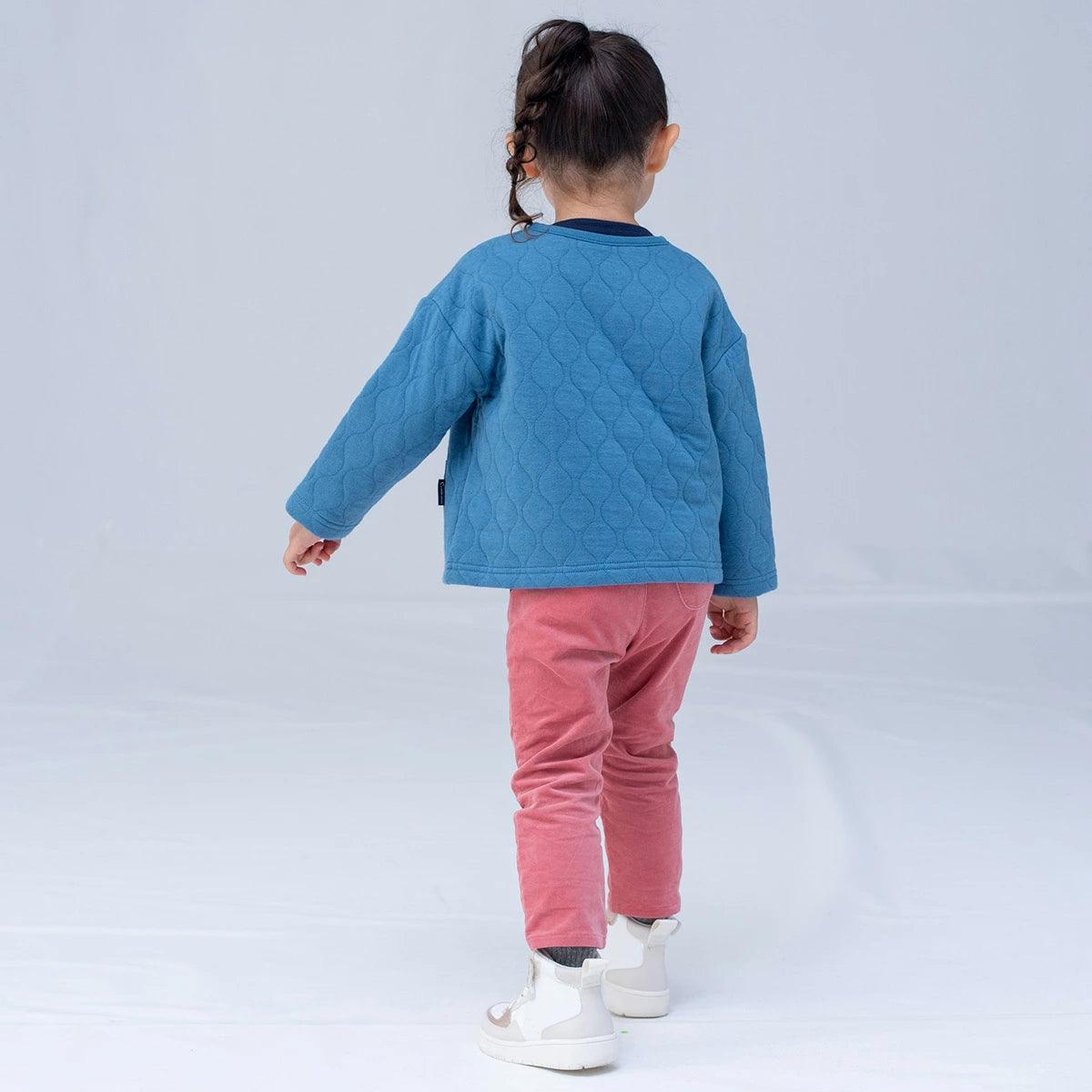 [現貨] 日本直送Combi Mini嬰兒藍色保暖針織被子長袖開襟衫 (90-100cm) - BB Dressup