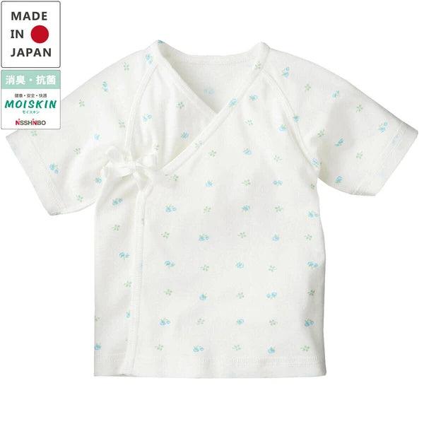 [現貨] 日本製Combi Mini初生嬰兒100%純棉藍色小花上衣 - BB Dressup