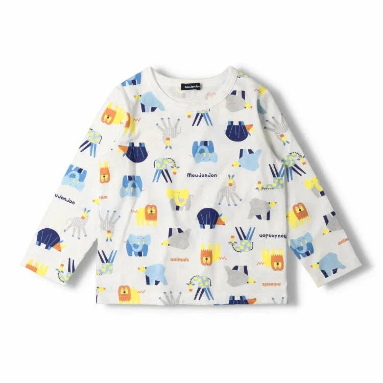 [現貨] 日本製丸高衣料 童裝動物恐龍印花純棉長袖T恤 (120cm) - BB Dressup