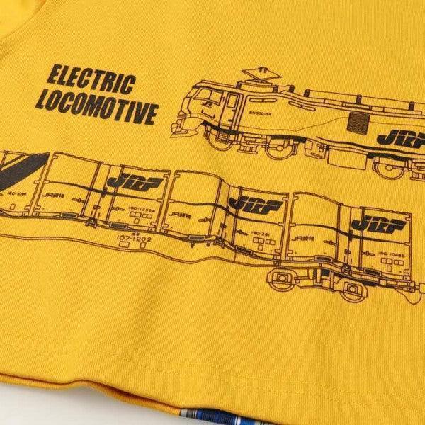 [現貨] 日本直送丸高衣料 童裝JR 貨運列車翻蓋黃色長袖衛衣 (100-130cm) - BB Dressup