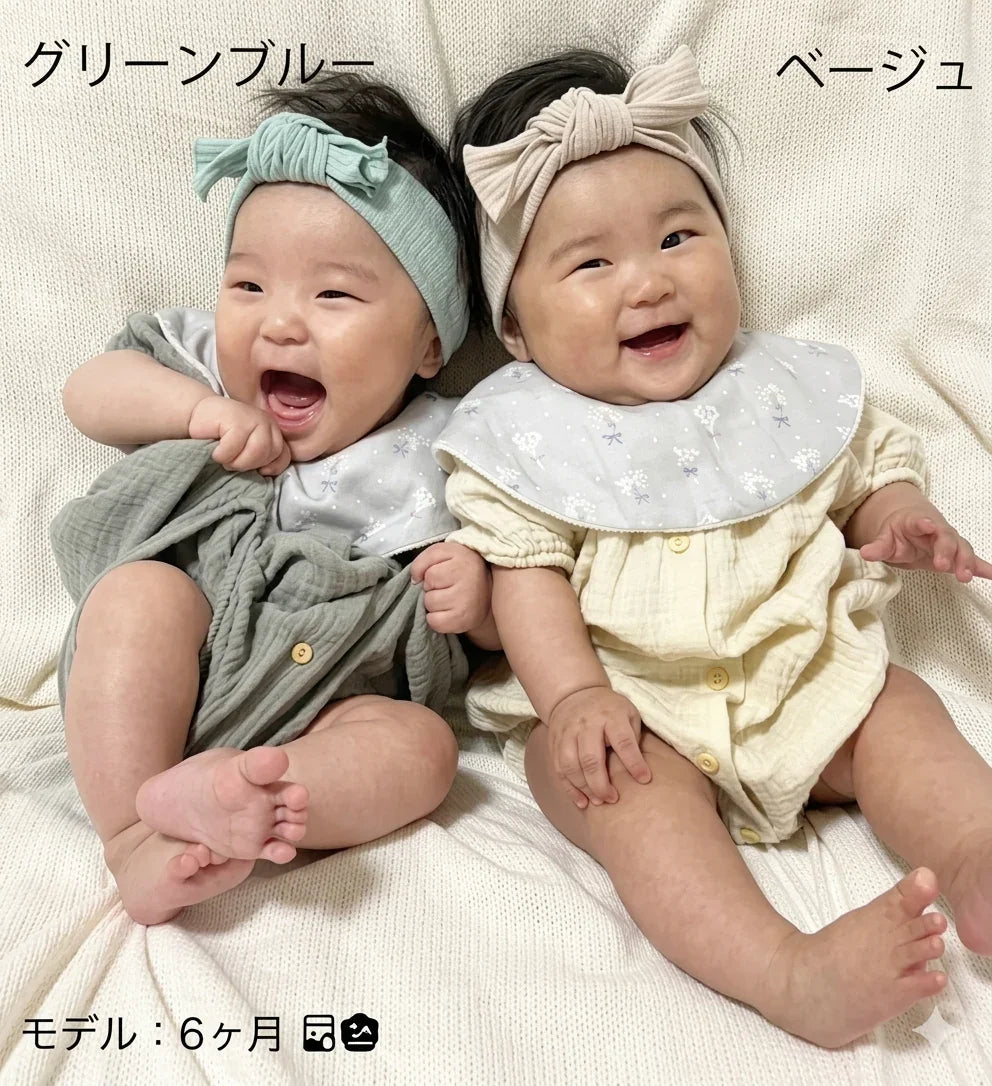 [現貨] 日本製 Lien De Famille嬰兒粉綠色羅紋髮帶 - BB Dressup