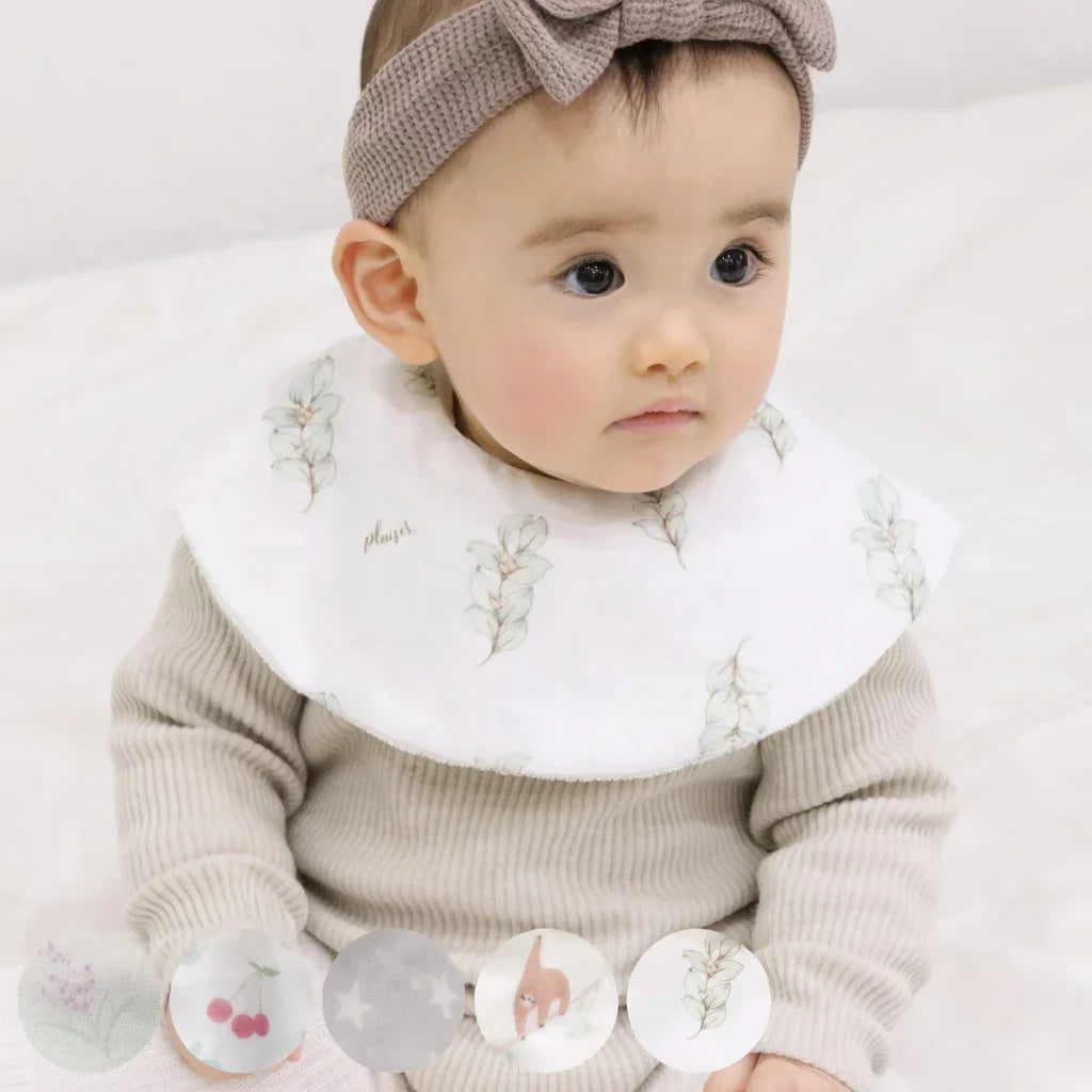 [現貨] 日本製 Lien De Famille尤加利葉圓形嬰兒口水肩/圍兜 - BB Dressup