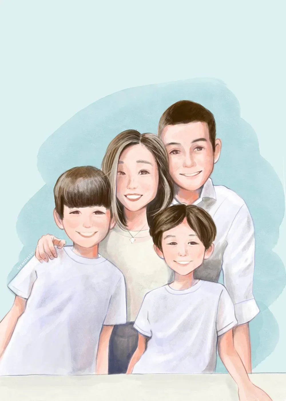 [預購] 香港製造Memorish訂造似顏繪 原木手工製人像畫連相架 - BB Dressup