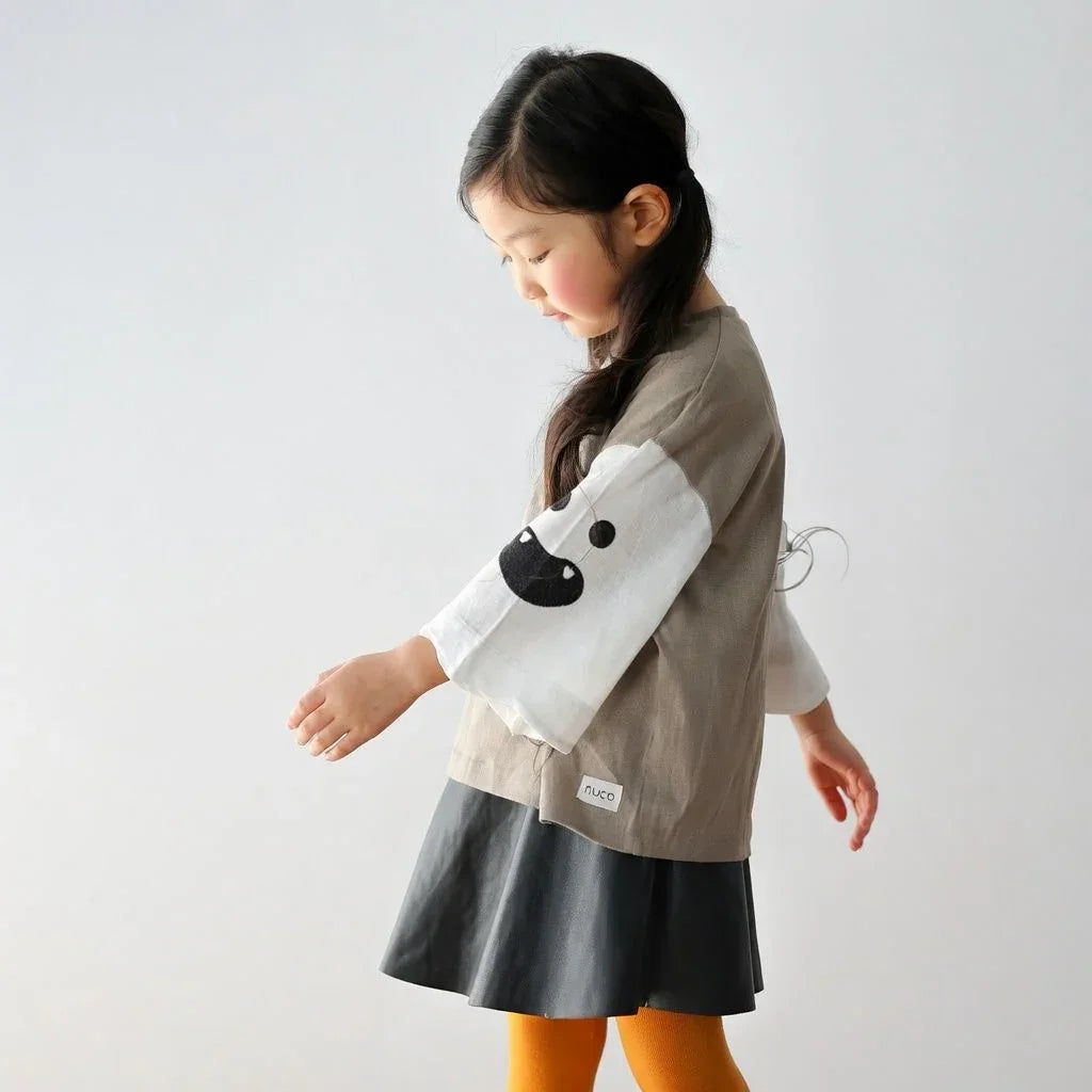 [現貨] 日本直送 Nico Hrat 童裝灰色小幽靈長袖T恤 (110-120cm) - BB Dressup