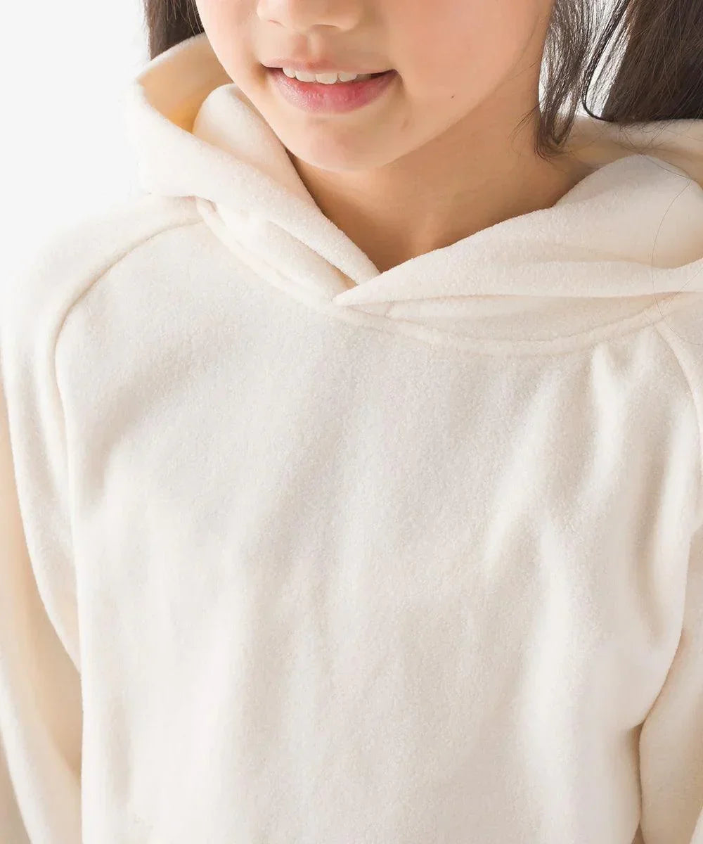 [現貨] 日本直送 OMNES 女童裝白色抓絨帶帽衛衣 (100-130cm) - BB Dressup