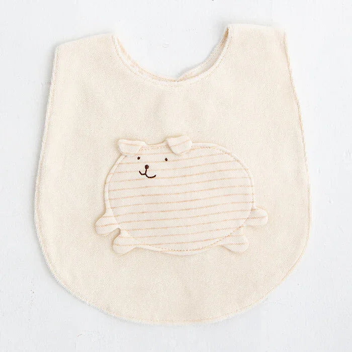 [現貨] 日本製 POMPKINS 100%有機棉白色橫間口水肩/圍兜 - BB Dressup