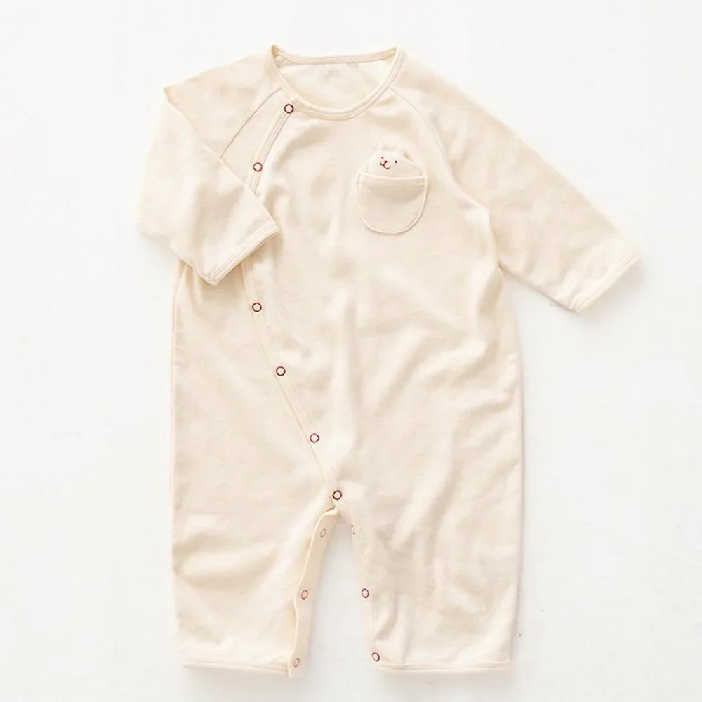 [現貨] 日本製 POMPKINS有機棉2 Ways 白色長袖連身衣 (50-70cm) - BB Dressup