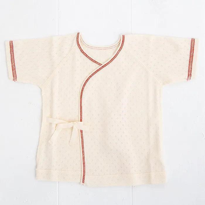 [現貨] 日本製 POMPKINS有機棉紅色車線初生嬰兒短袖內衣 - BB Dressup