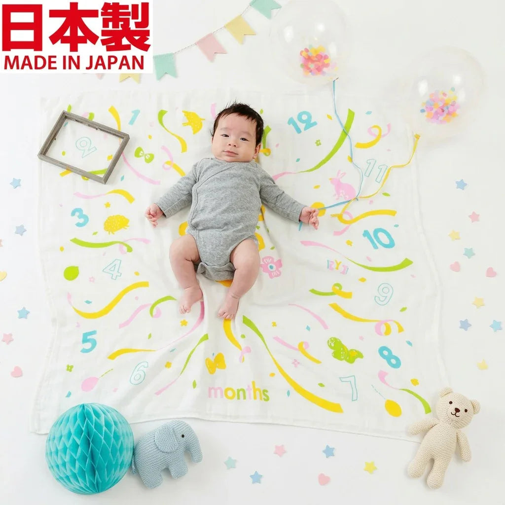[現貨] 日本製 SDC研究所 嬰兒全棉煙花圖案今治三層紗布月齡布/包巾 - BB Dressup