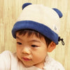 [現貨] 日本製 Shapox 米色配藍色可調熊耳保暖幼兒帽 - BB Dressup