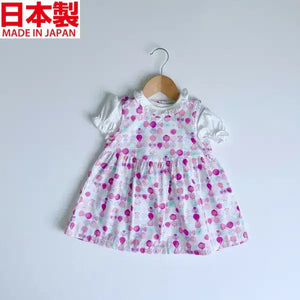 [現貨] 日本製Three Arrorw粉紅色摩登花純棉連身裙洋裝 - BB Dressup