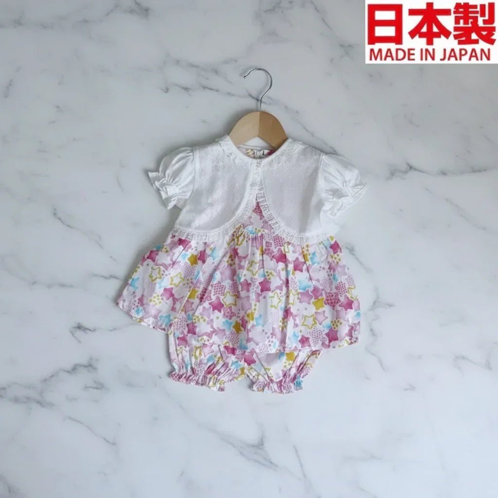 [現貨] 日本製Three Arrow白色純棉上衣束腰外套燈籠褲 (三件裝) - BB Dressup