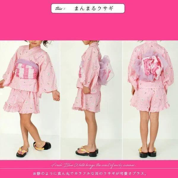 [現貨] 日本直送Unicocon 女童粉紅兔仔日本和服浴衣套裝 - BB Dressup
