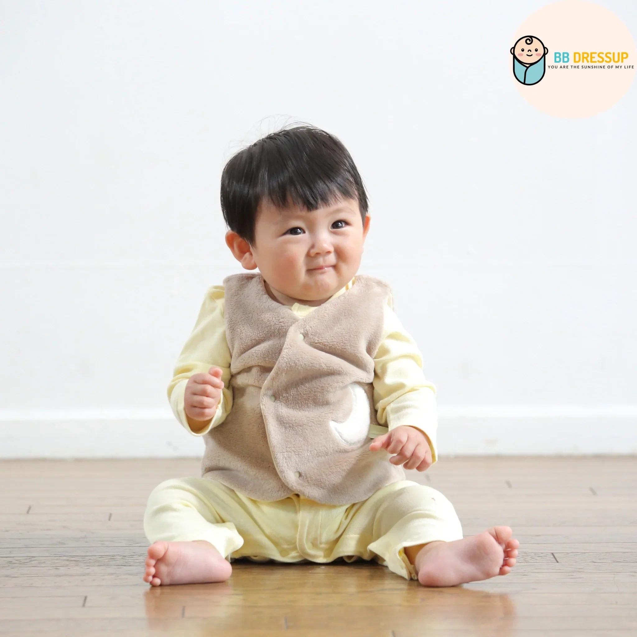 [現貨] 日本直送Aenak 初生嬰兒背心外套 (白/淺啡/粉紅) 50-70cm - BB Dressup