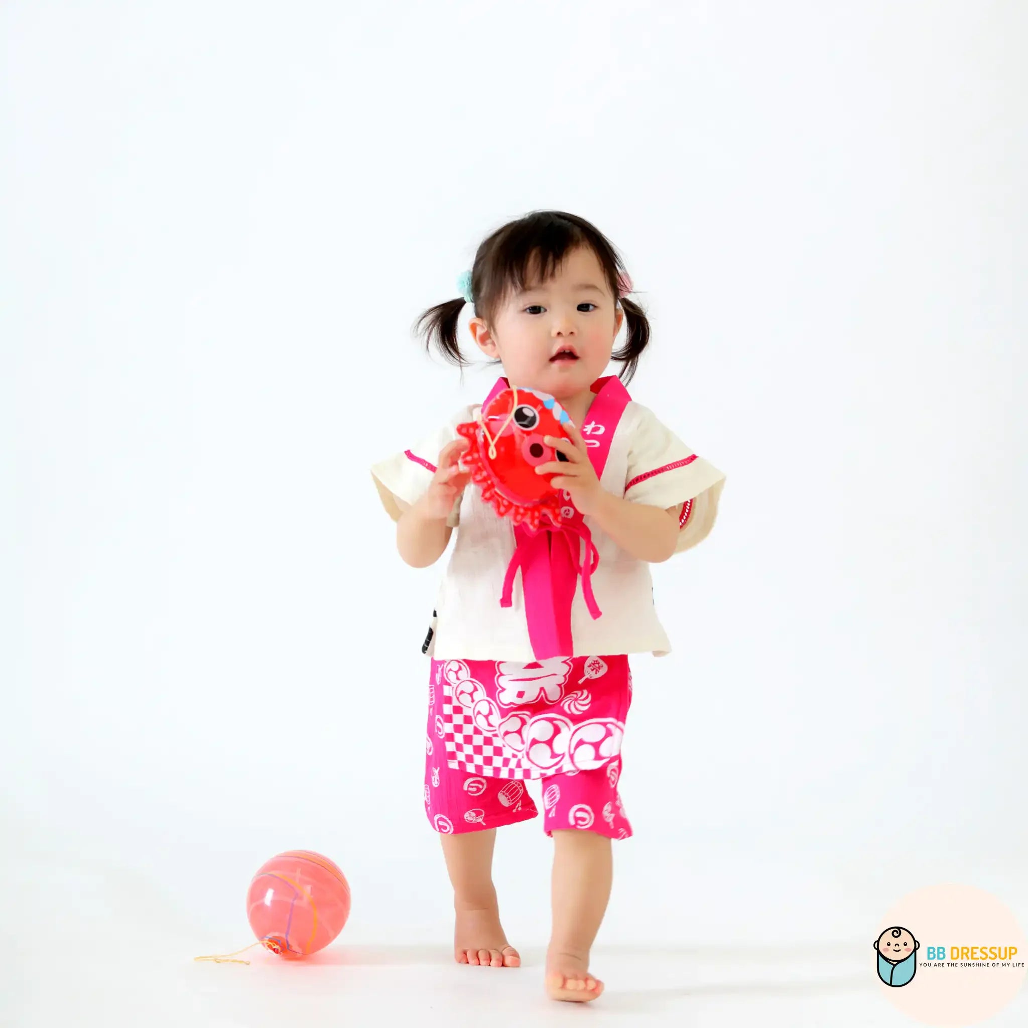 [現貨] 日本直送 Aenak 嬰兒粉紅色日本祭和服浴衣BB衫套裝 (80-95cm) - BB Dressup