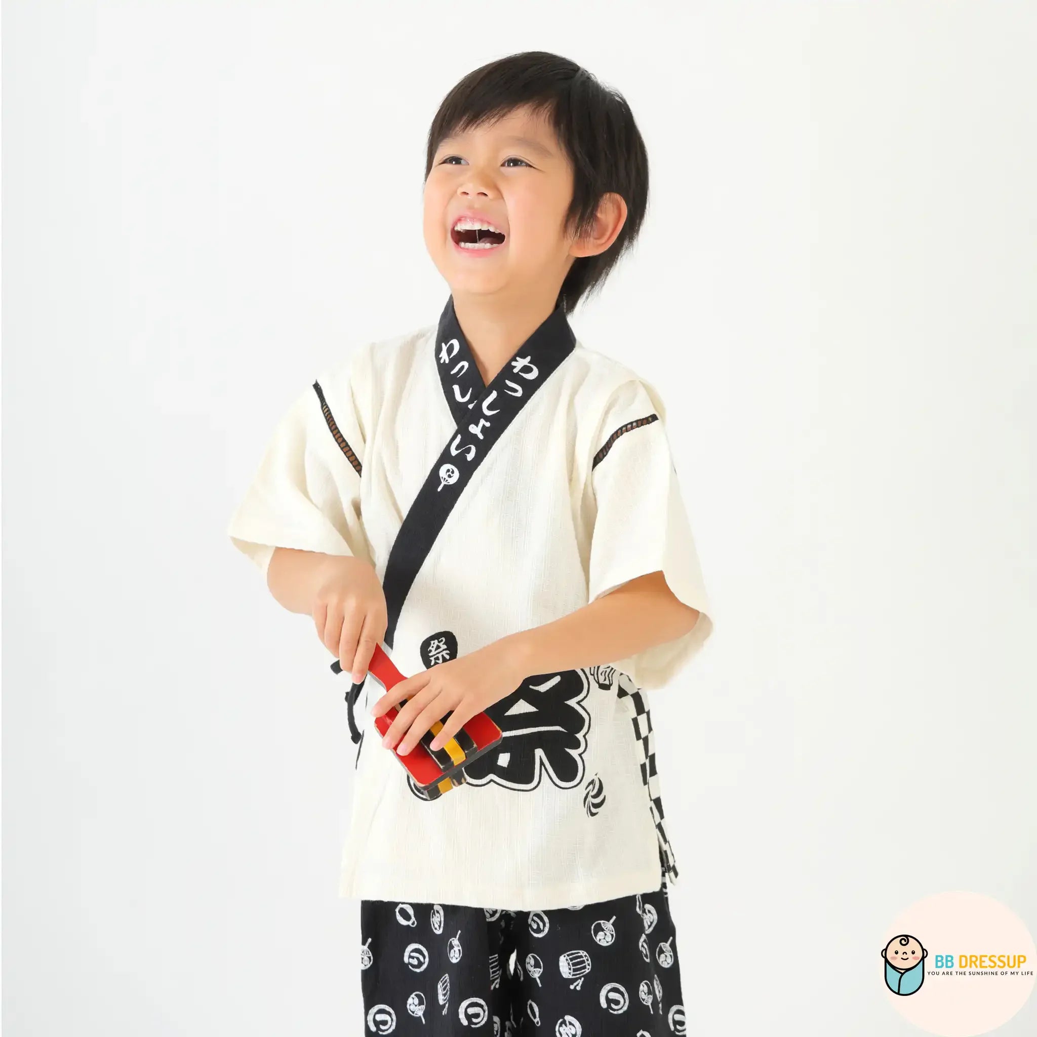 [現貨] 日本直送 Aenak 童裝黑色日本祭和服浴衣套裝 (100-120cm) - BB Dressup