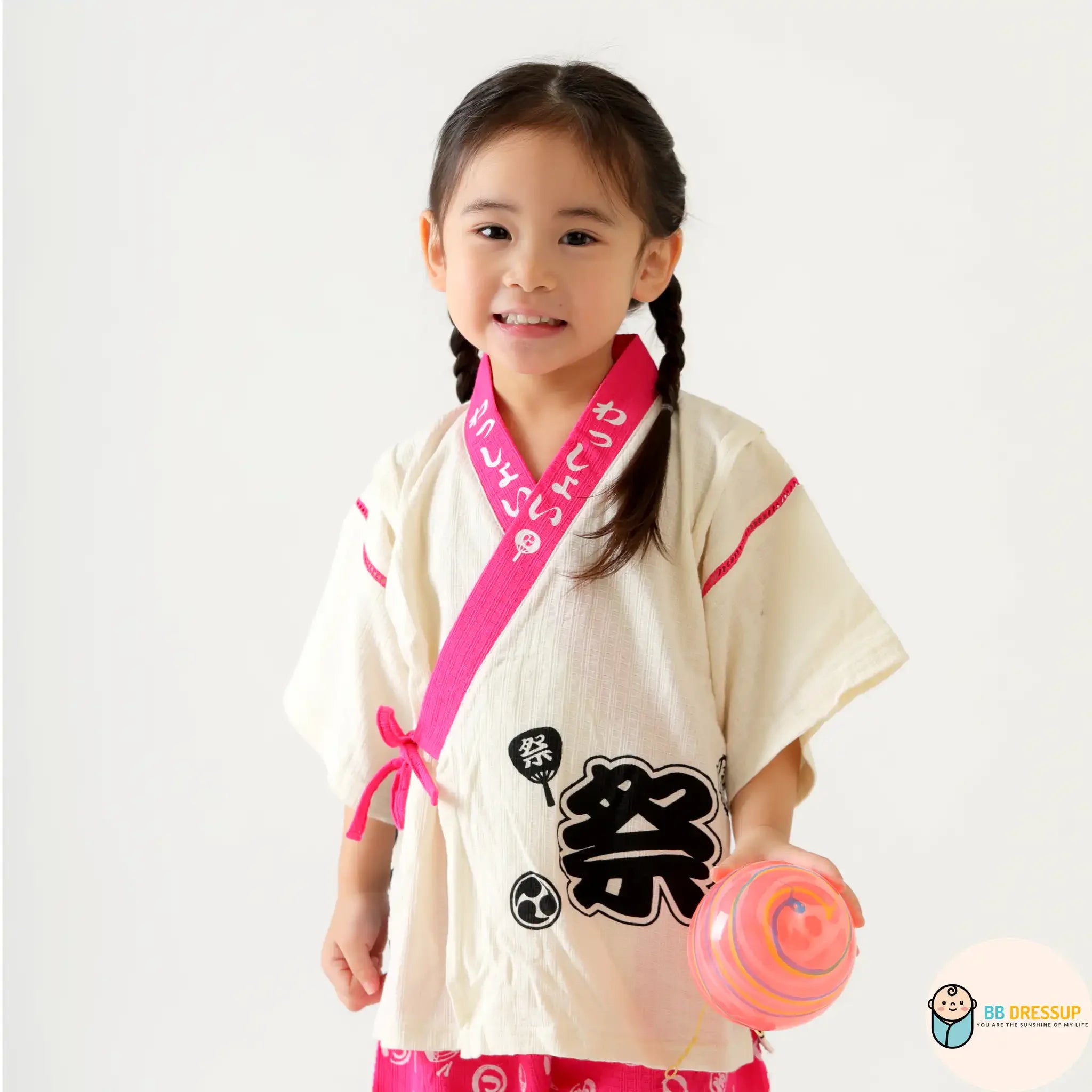 [現貨] 日本直送 Aenak 童裝粉紅色日本祭和服浴衣套裝 (100-120cm) - BB Dressup