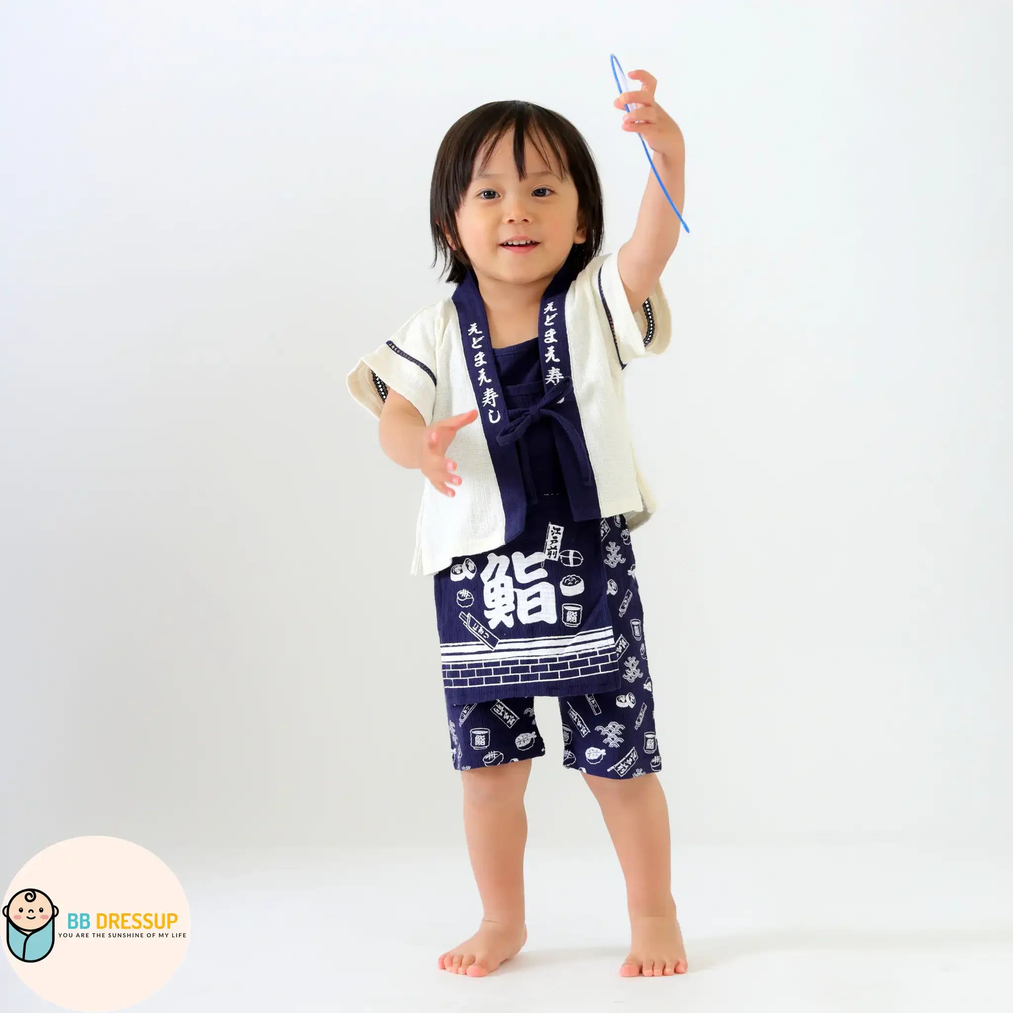 [現貨] 日本直送 Aenak 嬰兒藍色日本祭和服浴衣BB衫套裝 (80-90cm) - BB Dressup