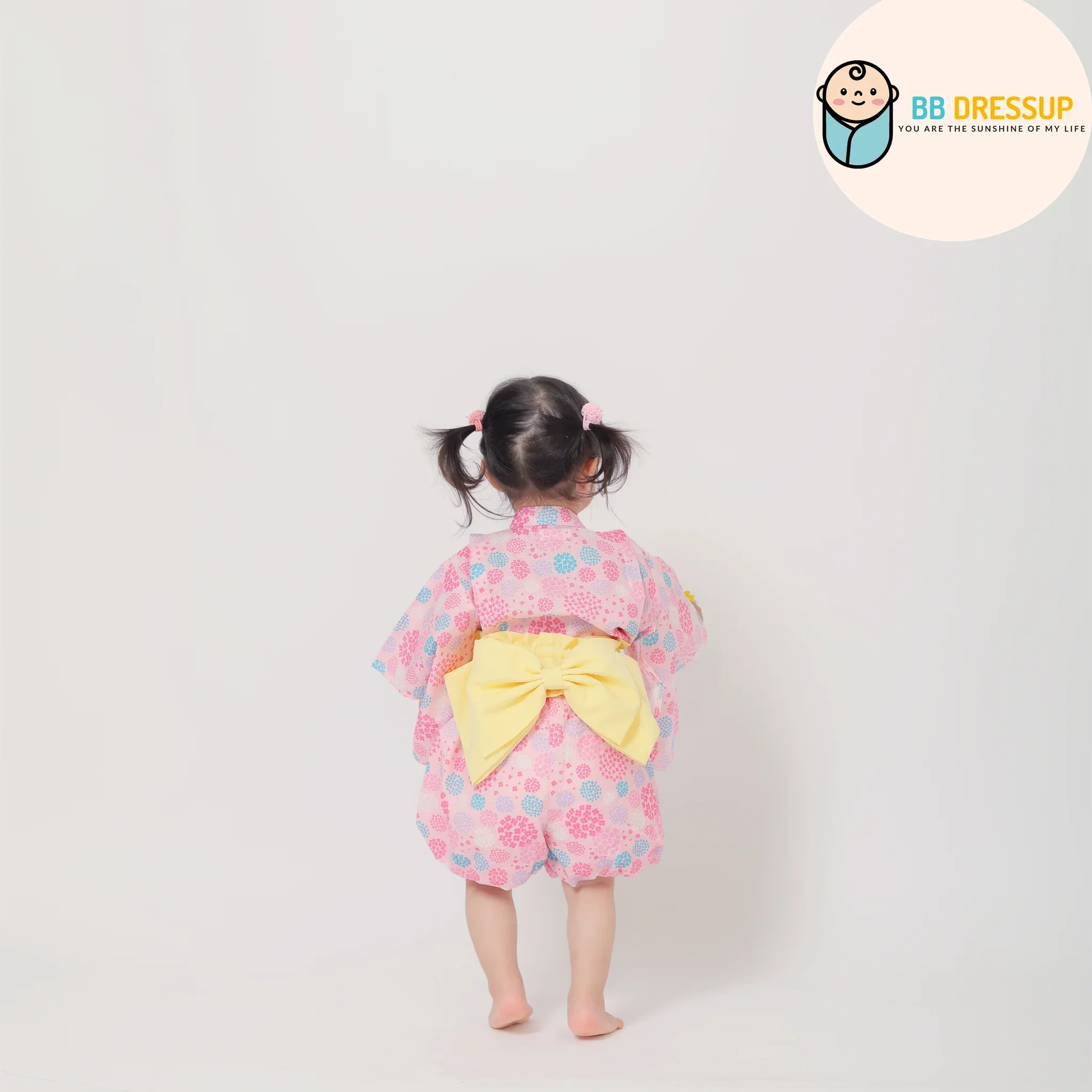 [現貨] 日本直送 Aenak 嬰兒深紅色繡花球日本和服浴衣連腰帶套裝 (80-100cm) - BB Dressup