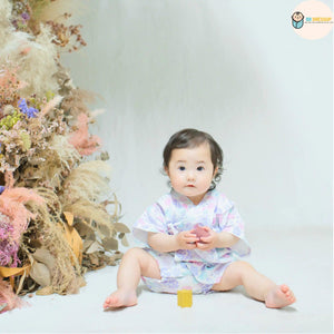 [現貨] 日本直送 Aenak 嬰兒粉紫色繡球花日本和服浴衣連身衣 - BB Dressup