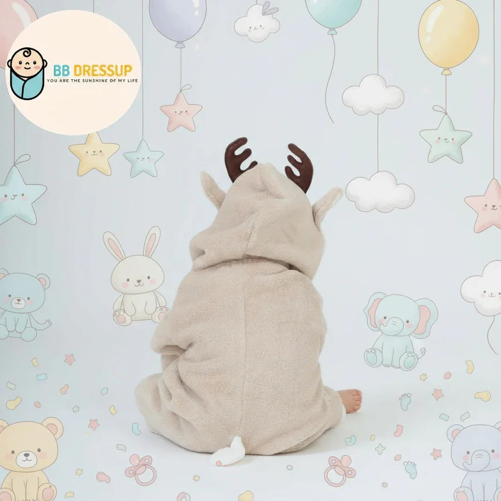 [現貨] 日本直送Aenak 初生嬰兒淺啡鹿仔造型連身衣 (60-90cm) - BB Dressup