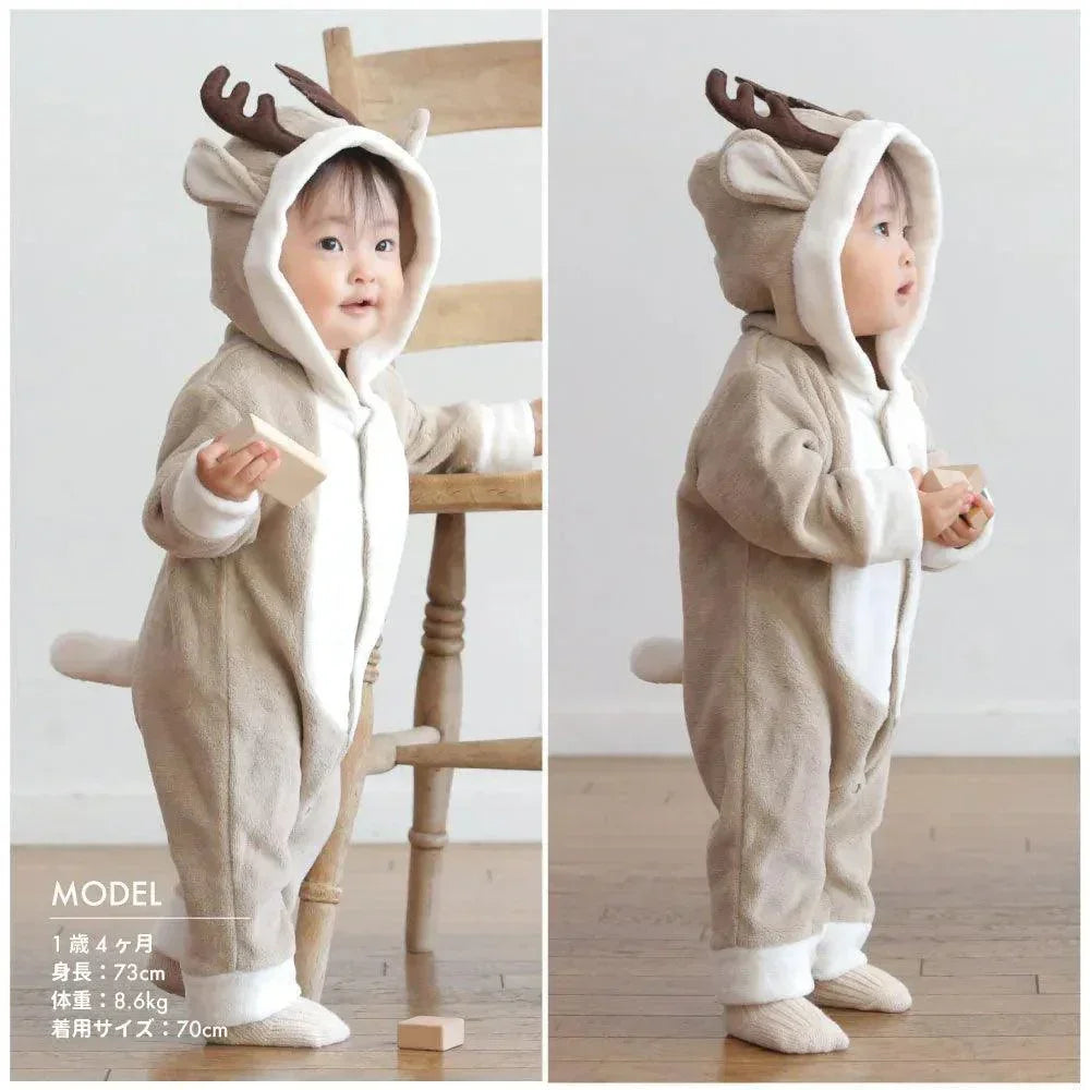 [現貨] 日本直送Aenak 初生嬰兒淺啡鹿仔造型連身衣 (60-90cm) - BB Dressup