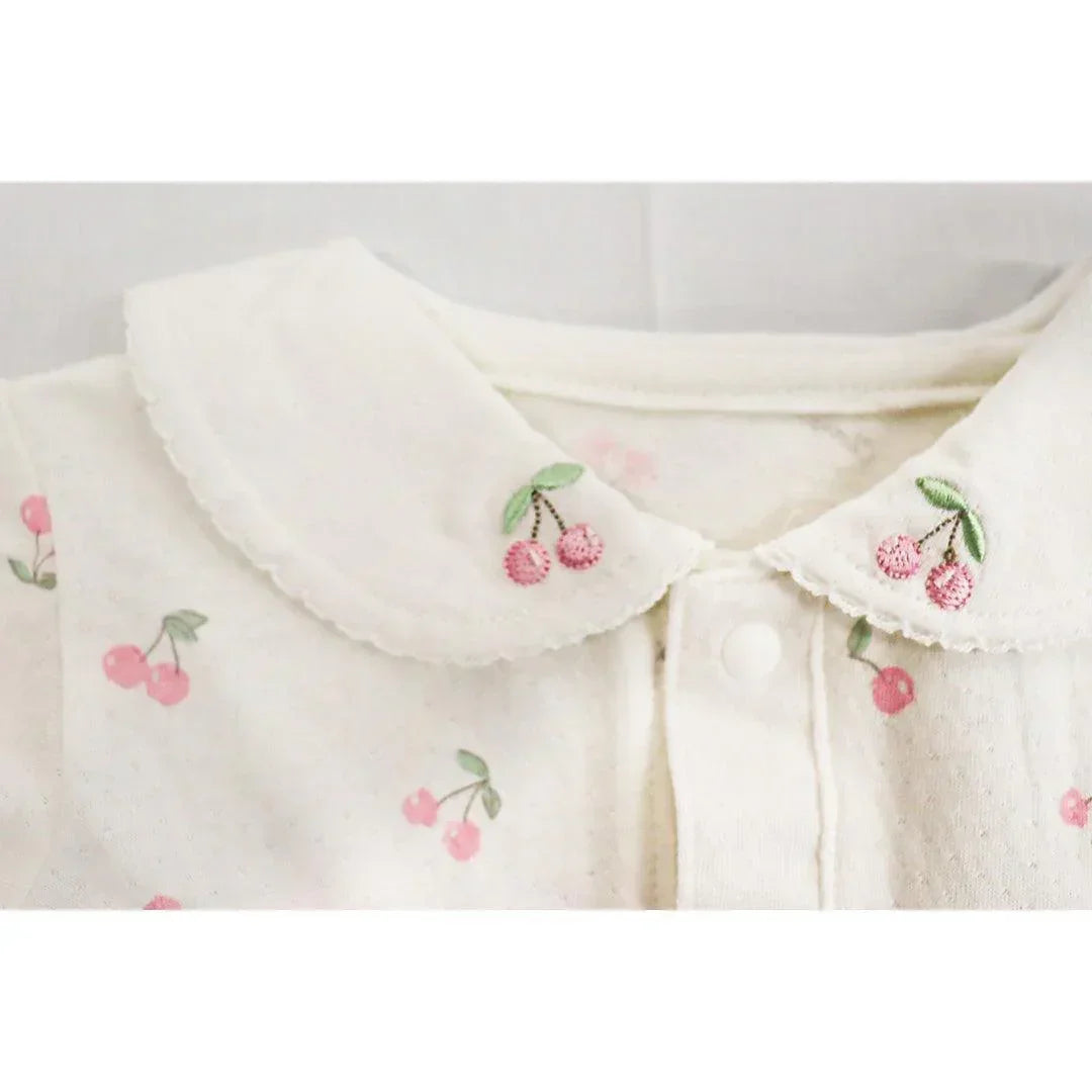 [現貨] 日本直送 Aenak 初生嬰兒白色櫻桃嬰兒連身衣/居家服 - BB Dressup