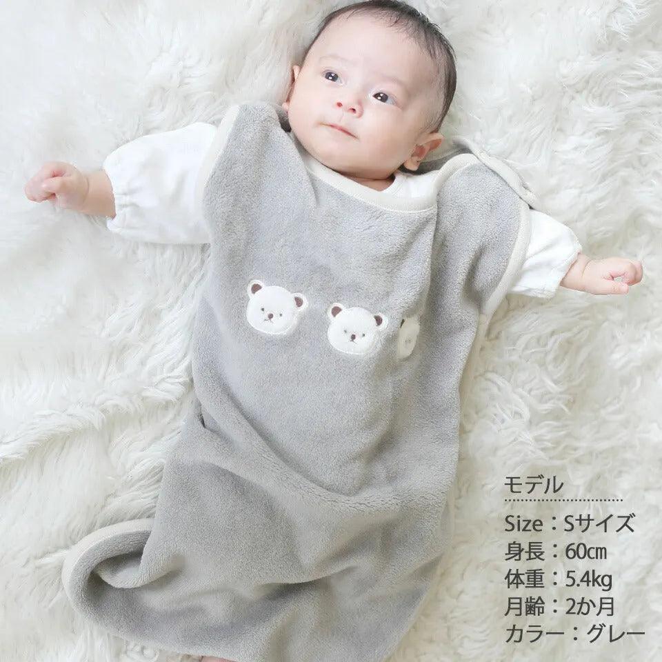 [現貨] 日本直送 Aenak 小熊造型灰色初生嬰兒背心防踢睡袋 (S/M) - BB Dressup