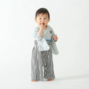 [現貨] 日本直送 Aenak 男童裝 灰色HAKAMA 日本和服嬰兒連身衣 (90cm) - BB Dressup