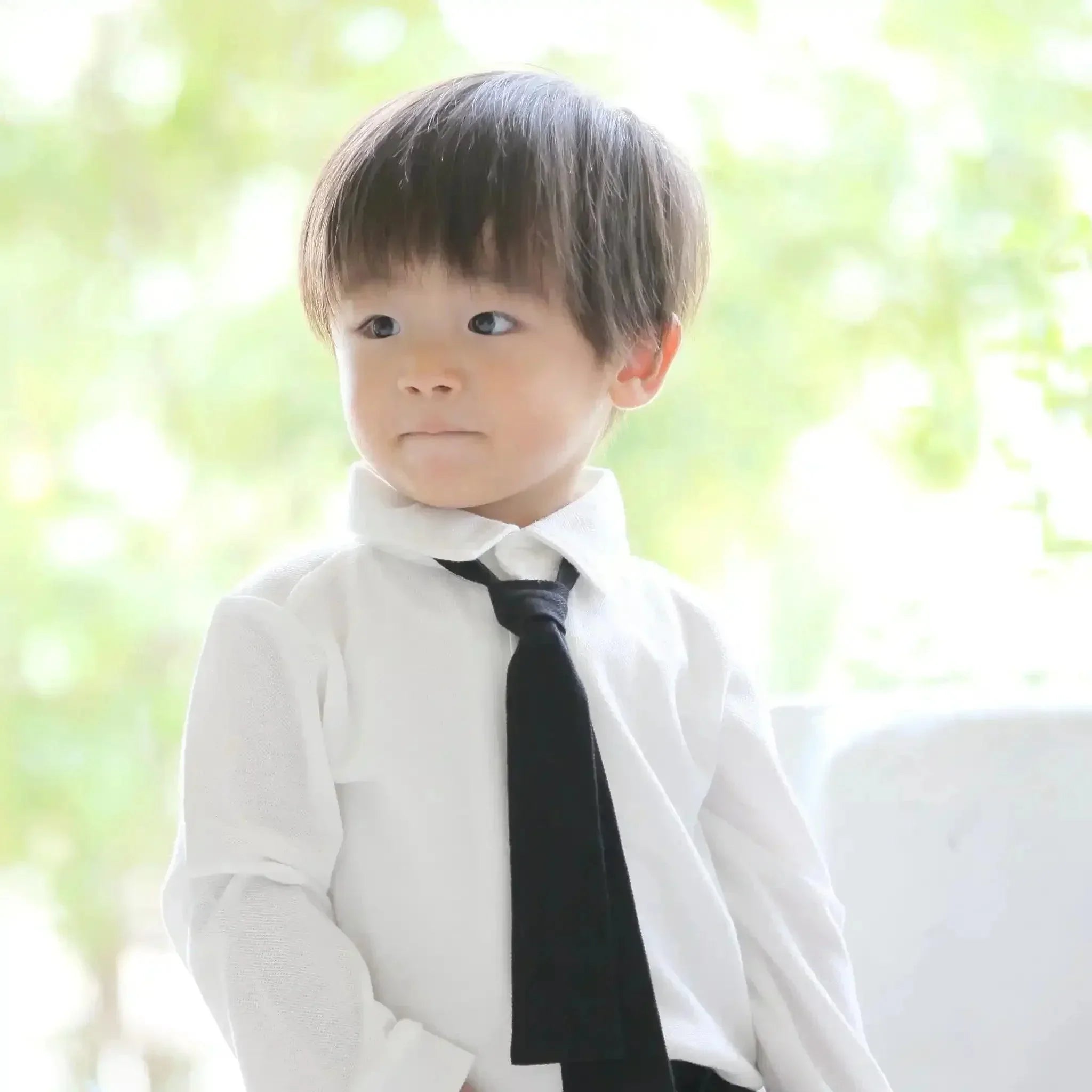 [現貨] 日本直送 Aenak 男童裝 白色長袖領呔恤衫 (80-120cm) - BB Dressup