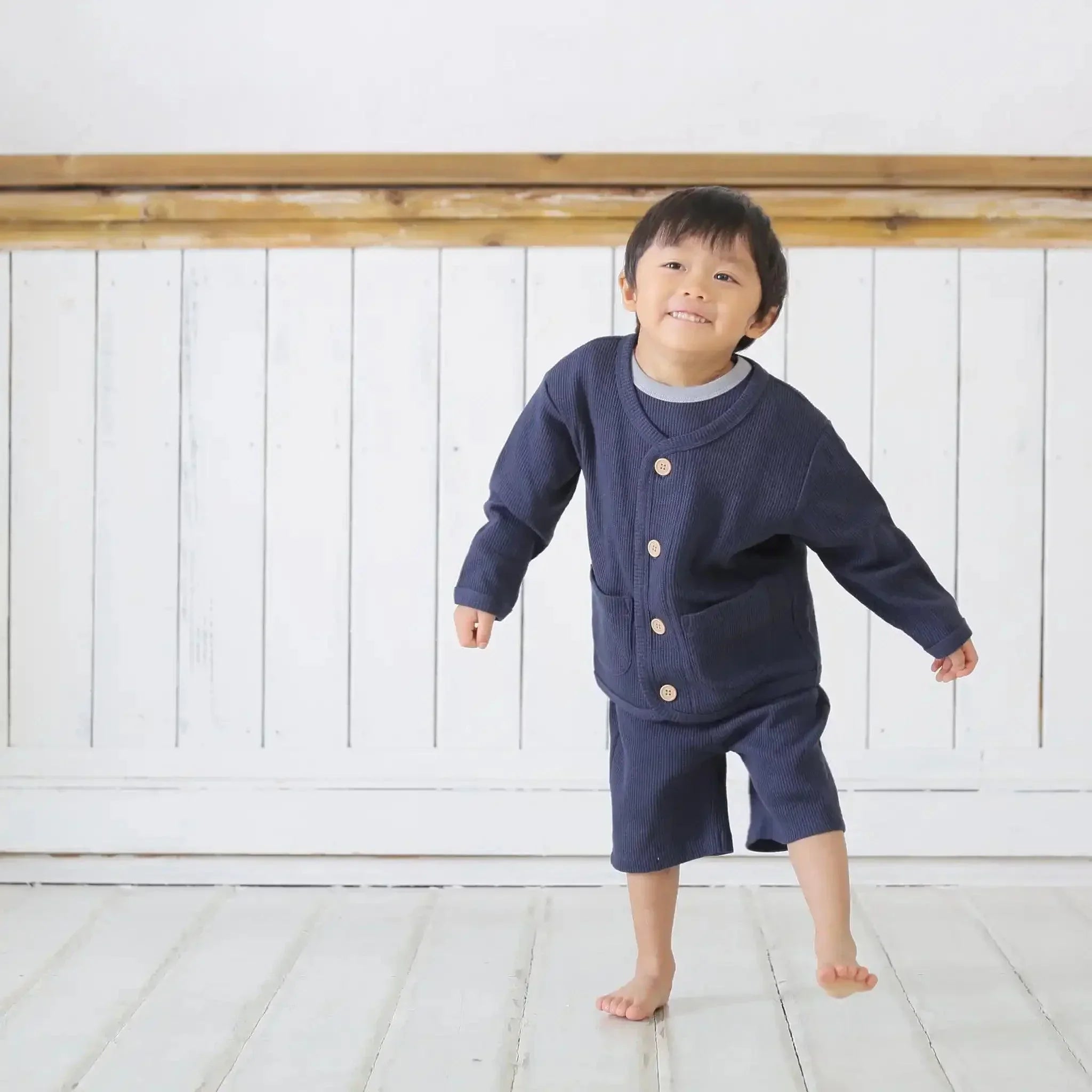 [現貨] 日本直送 Aenak 男童裝 海軍藍威化格仔紋 長袖外套 - BB Dressup