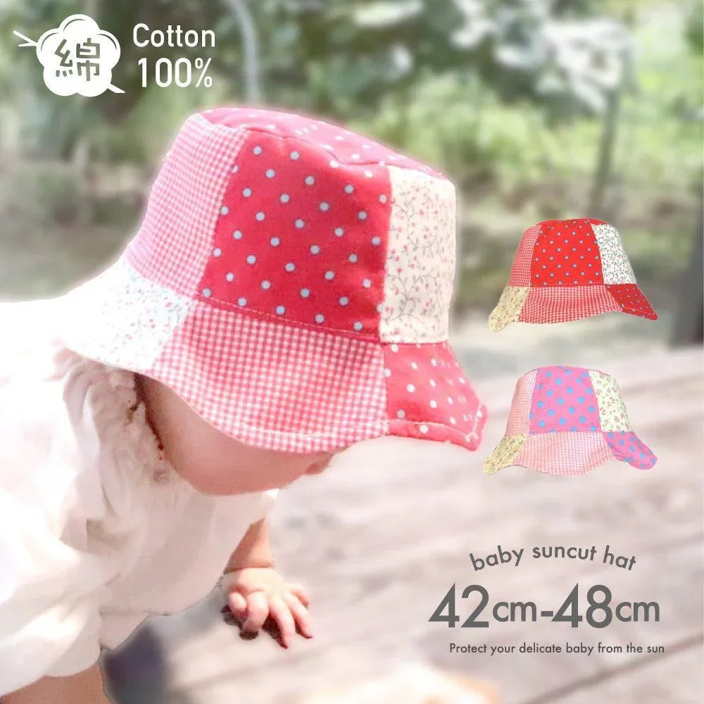[現貨] 日本直送 Aenak 童裝100%棉拼布紅粉色漁夫帽 - BB Dressup