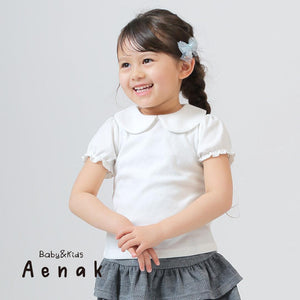 [現貨] 日本直送 Aenak 女童裝白色全棉短袖恤衫 (80-90cm) - BB Dressup