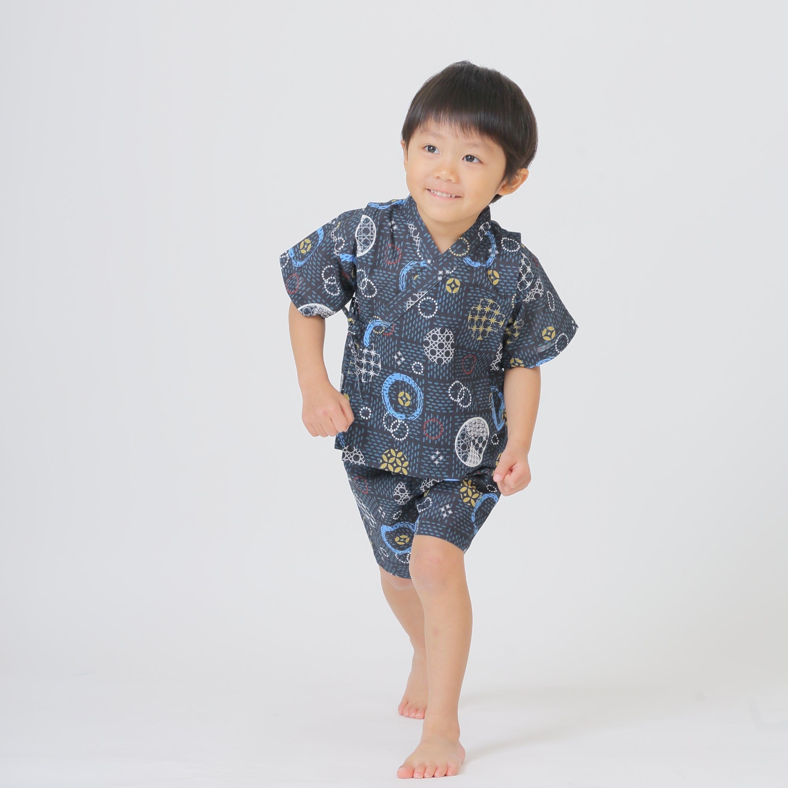 [現貨] 日本直送 Aenak 嬰兒藍色Kiriko Maru日本和服浴衣套裝 (80-130cm) - BB Dressup