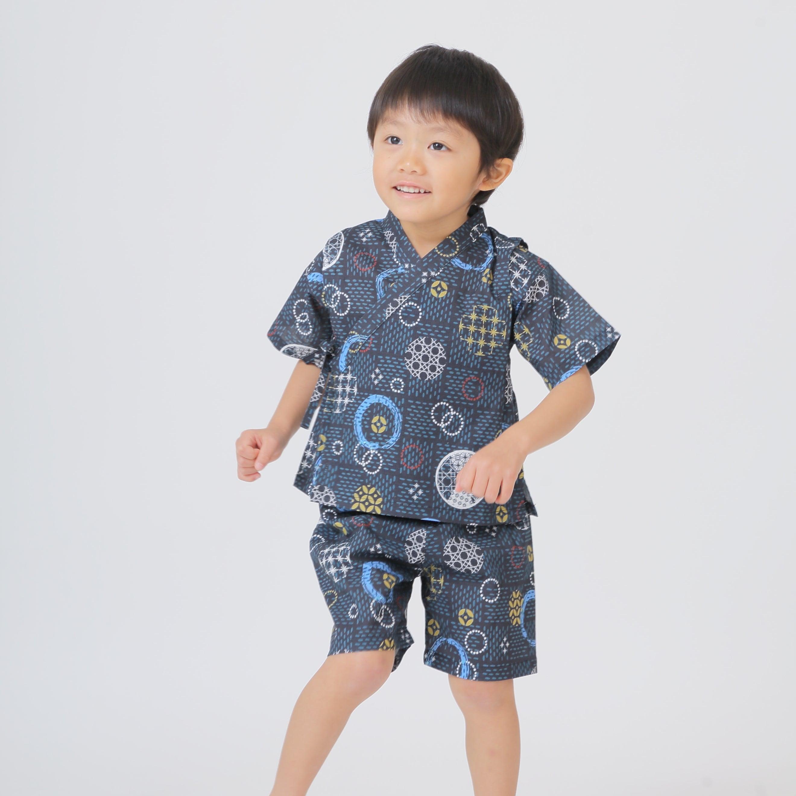 [現貨] 日本直送 Aenak 嬰兒藍色Kiriko Maru日本和服浴衣套裝 (80-130cm) - BB Dressup
