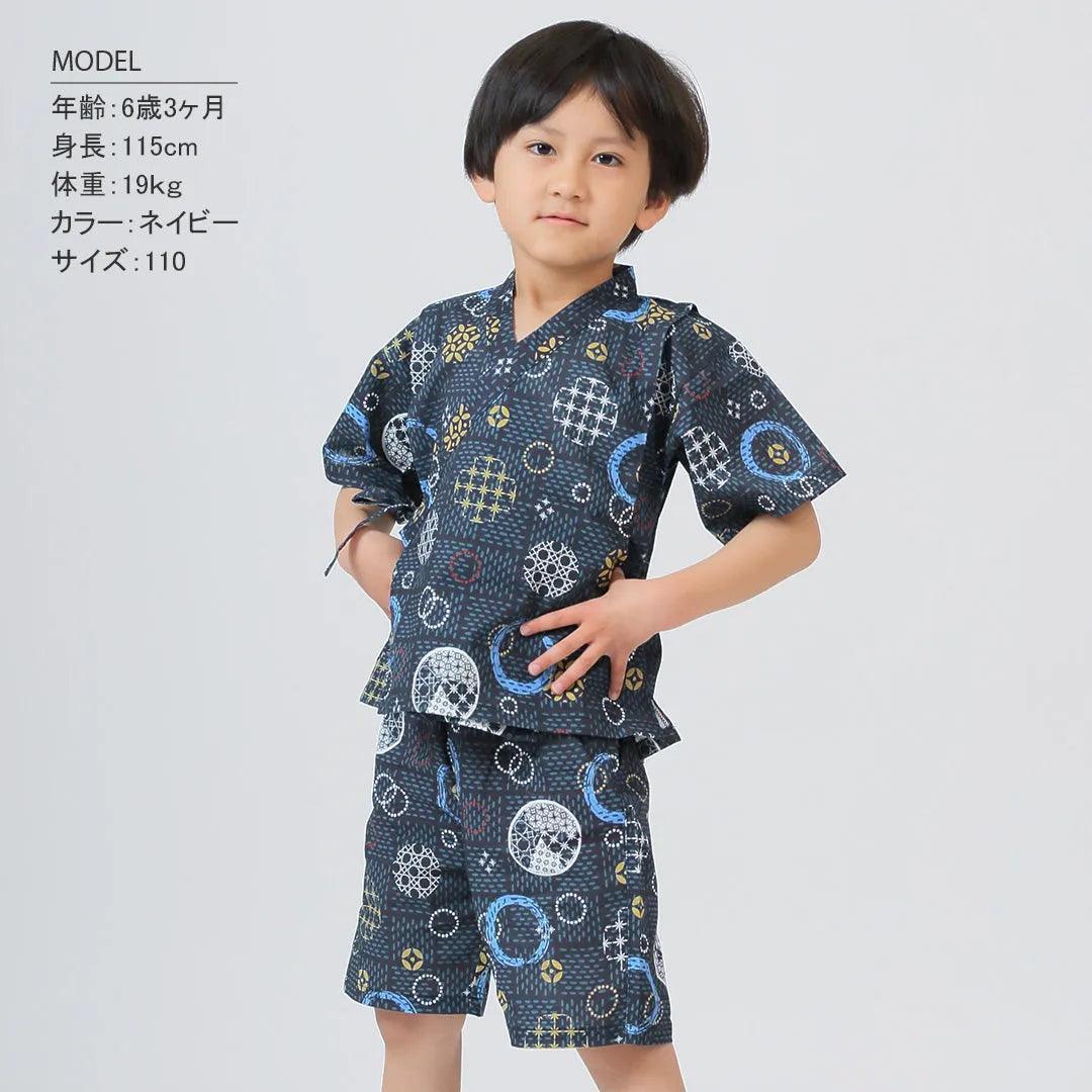 [現貨] 日本直送 Aenak 嬰兒藍色Kiriko Maru日本和服浴衣套裝 (80-130cm) - BB Dressup