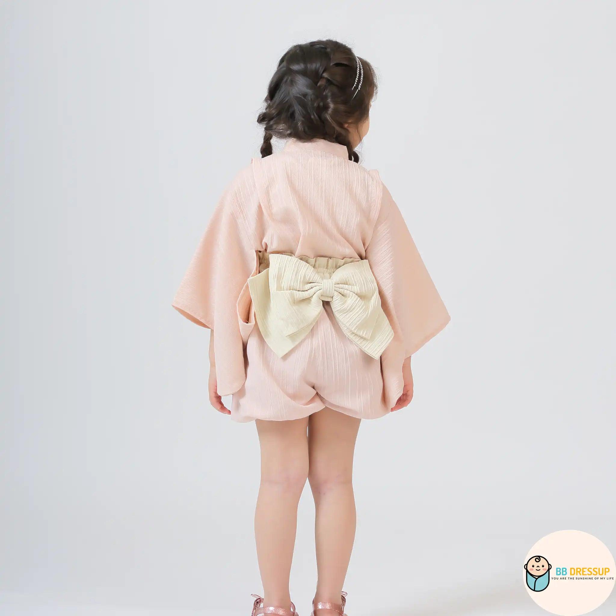 [現貨] 日本直送 Aenak 男女童粉色和服浴衣連腰帶套裝 - BB Dressup