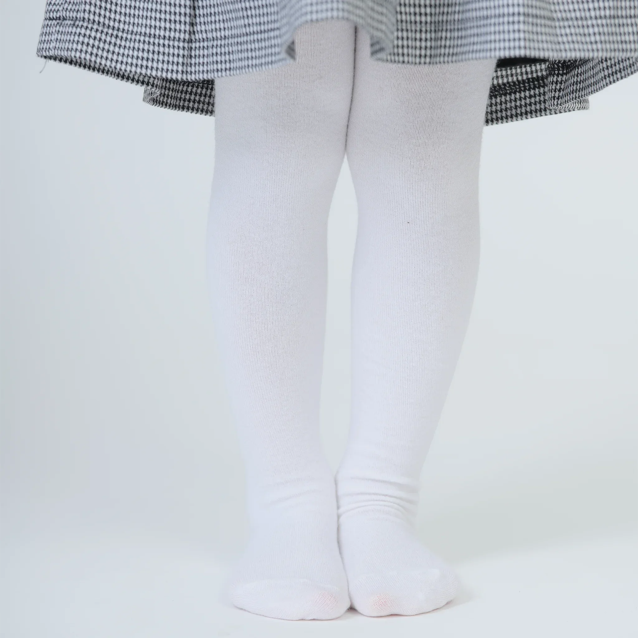 [現貨] 日本製 Aenak 幼兒白色棉混紡防滑設計襪褲 (85-120cm) - BB Dressup