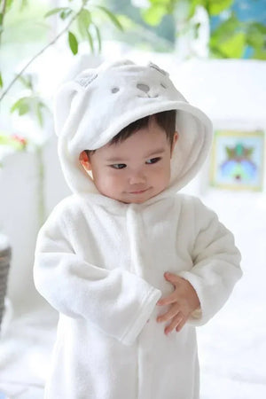 [現貨] 日本直送 Aenak 初生嬰兒 白色兔仔造型長袖連身衣 (60-90cm) - BB Dressup