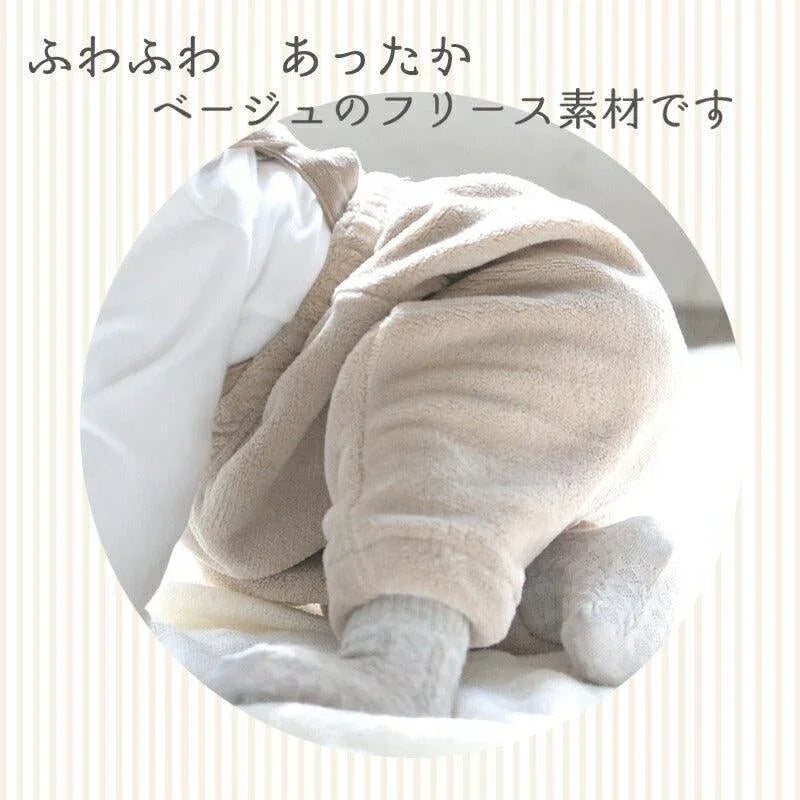 [現貨] 日本直送 Aenak 初生嬰兒 棕色毛毛 吊帶長褲 (60-90cm) - BB Dressup