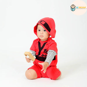 [現貨] 日本直送 Aenak 嬰兒紅色忍者造型連帽連身衣 - BB Dressup
