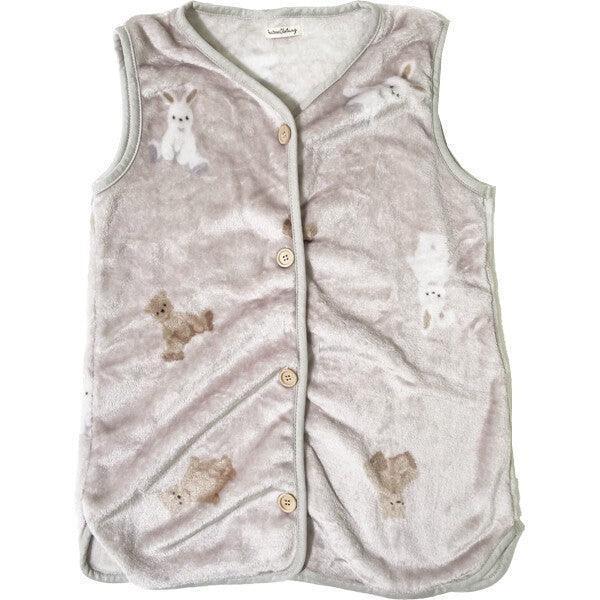 [現貨] 日本直送 アシスト 幼童米色熊仔法蘭絨背心外套 (100-130cm) - BB Dressup