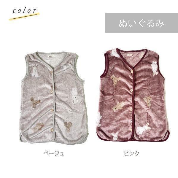 [現貨] 日本直送 アシスト 幼童粉紅色熊仔法蘭絨背心外套 (100-130cm) - BB Dressup