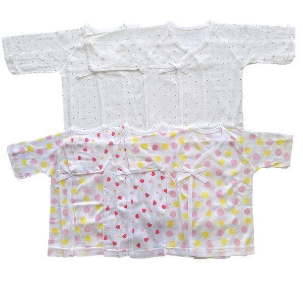 [現貨] 日本製岩下株式會社初生嬰兒全棉粉紅圓點內衣 (5件裝) - BB Dressup